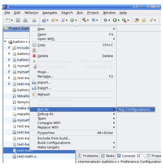 
 Screenshot: C++ Project Run Configuration
 